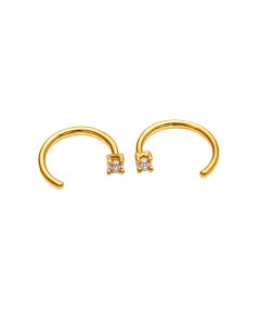 Real Gold 2MM Stone Hook Earrings Set - Model 6720 E1909