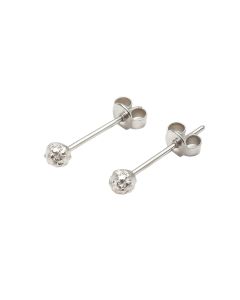 Real White Gold Glittering 3 MM Ball Stud Earring Set - Model 0003-W E1862