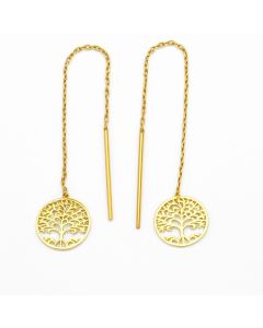 Real Gold Round Tree Hanging Earring Set - Model 9505 E1855