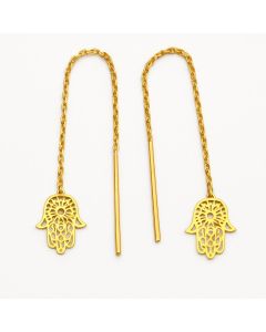 Real Gold Palm Hand Hanging Earring Set - Model 9766 E1854