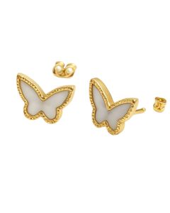 Real Gold GZVC Butterfly Pearl Earring Set 0115-2PK E1801