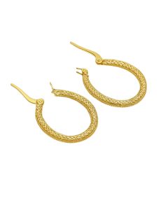 Real Gold Glittering Oval Clip Earring Set - Model 5532-1 E1949