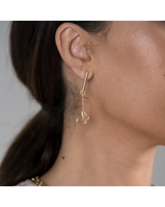 Real Gold Hanging Butterfly Earring Set E1401 - 18K Gold Jewelry